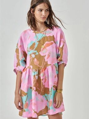 Lanhtropy Alcala Linen Dress, Aquarela, One Size